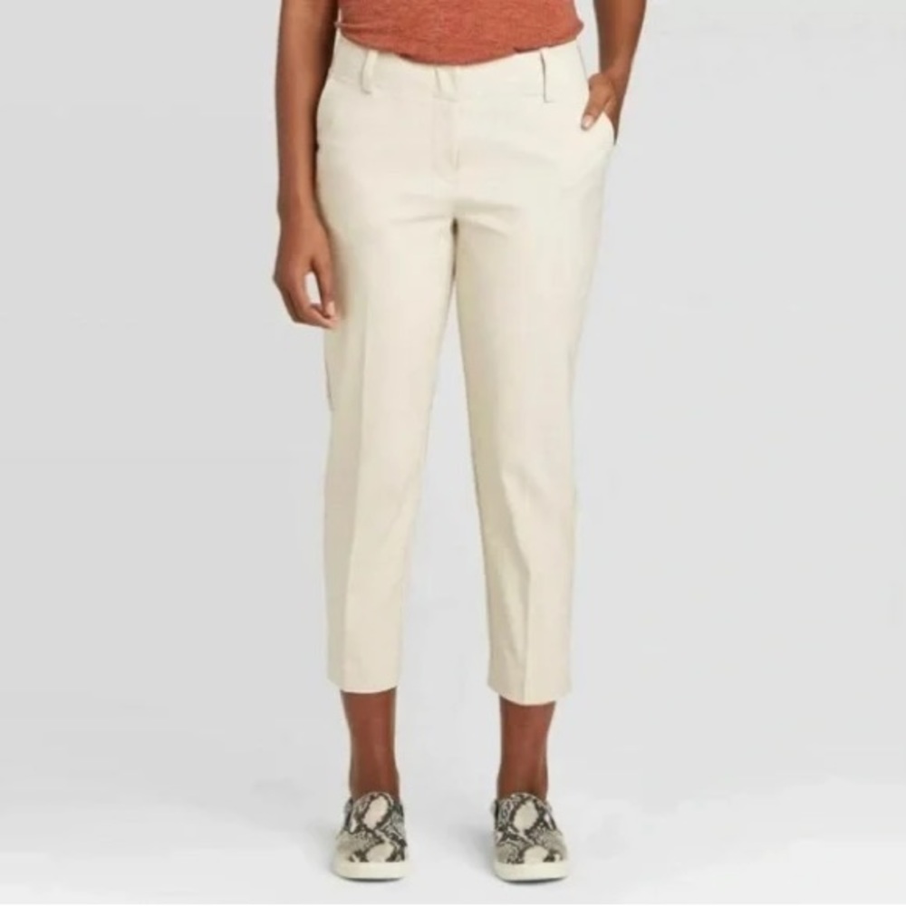 Prologue Mid-Rise Stretch Cropped Cream Trouser